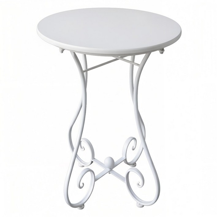 엔틱 커피 테이블 원형 북유럽풍 빈티지 사이드 티테이블 거실 침실 테라스 미니 협탁 쇼파 부부테이블, 화이트 55cm