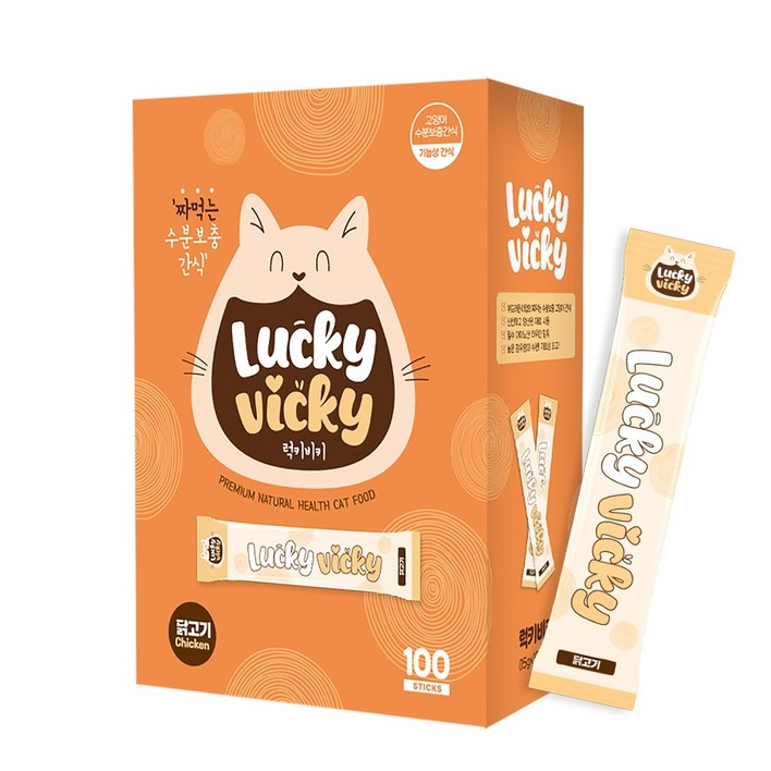 럭키비키 고양이 츄르 간식, 100개, 15g, 닭고기