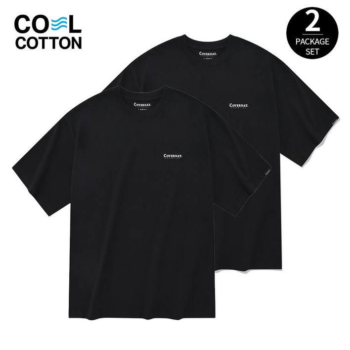 [커버낫 본사]쿨 코튼 2-PACK 티셔츠 블랙+블랙