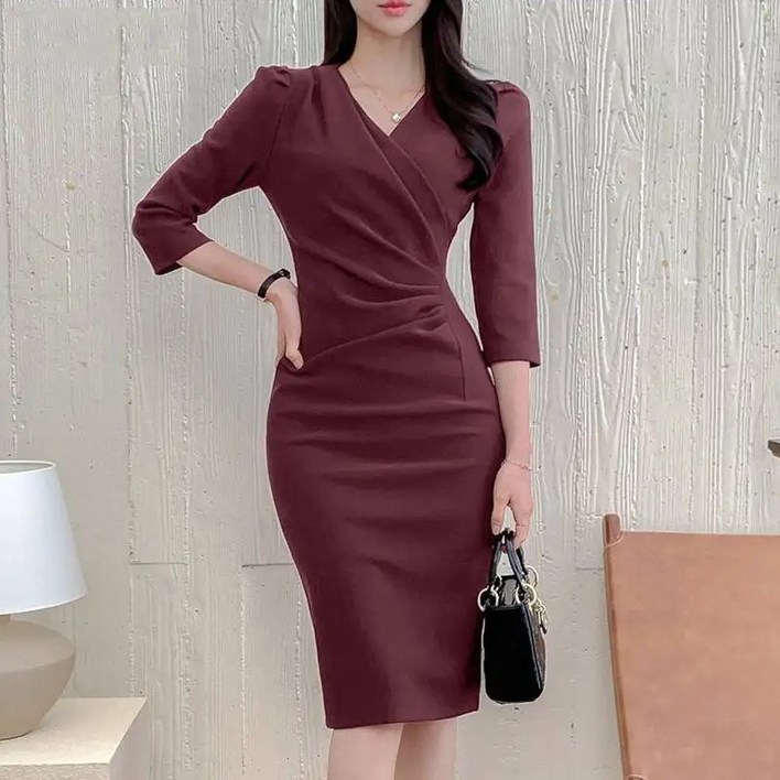 S5XL 빅사이즈 아나운서 스타일 정장원피스 오피스룩, 하객룩, 타이트, 상견례룩,면접룩, H라인, 미니원피스,여성드레스 S5XL 빅사이즈 아나운서 스타일 정장원피스 오피스룩, 하객룩, 타이트, 상견례룩,면접룩, H라인, 미니원피스,여성드레스