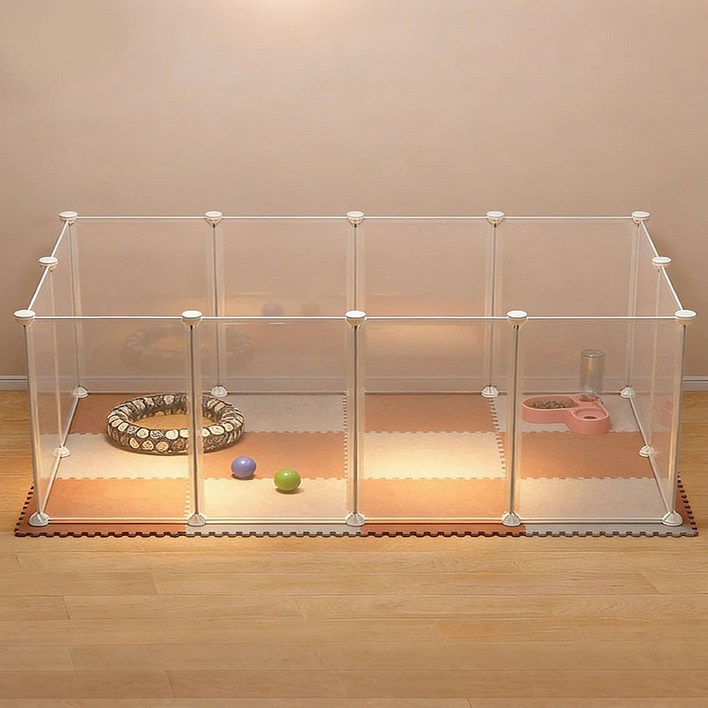 리빙픽 가정용 펫펜 고양이강아지 분해조립식 울타리 펫굴, 12개, 투명하다