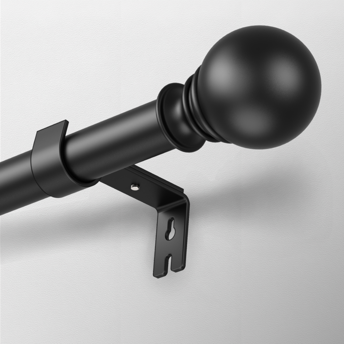 Vellichor 길이를 조절할 수 있는 고급 스테인리스 스틸 현대식 커튼봉 25mm, 설치가 편리한 커텐봉 원형, 검정색