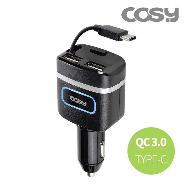 코시 QC3.0 USB 2포트 차량용 충전기