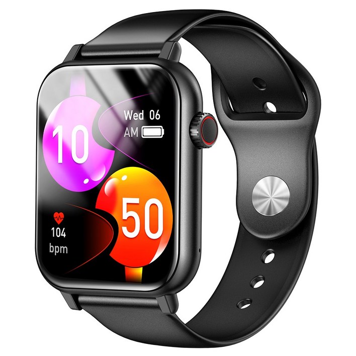 LifeSync 통화가능 스마트 워치 운동측정 2.0인치 대화면 한글판 스마트밴드, 블랙, 4.5cm, 블루투스