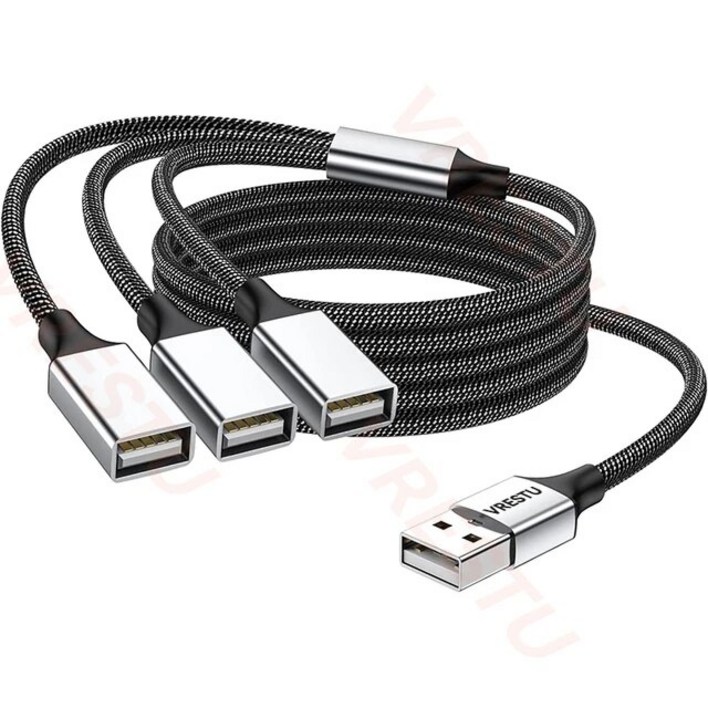 USB 2.0 1 in 2 Out 듀얼 암 데이터 허브 3 4 멀티 확장기 OTG 분배기 어댑터 케이블 충전 전원 코드 익스텐션, [02] USB to 3 USB 1M