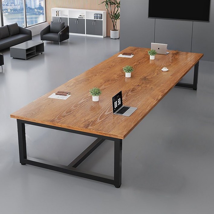 사무실 회의실 사각 회의 테이블 상담 세미나 연수용 책상, 브라운 상판블랙 다리