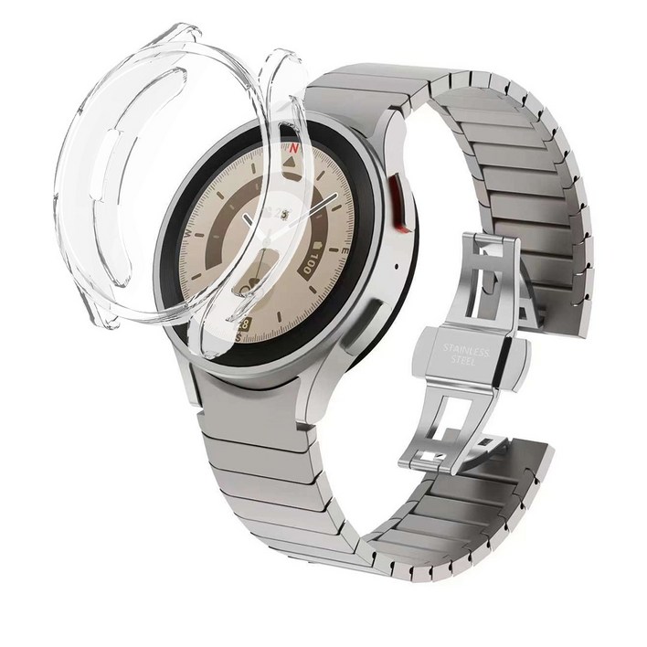 아이메이드잇 갤럭시워치 호환 일체형 링크 브레이슬릿  범퍼 케이스 세트 구성, 그레이 티타늄