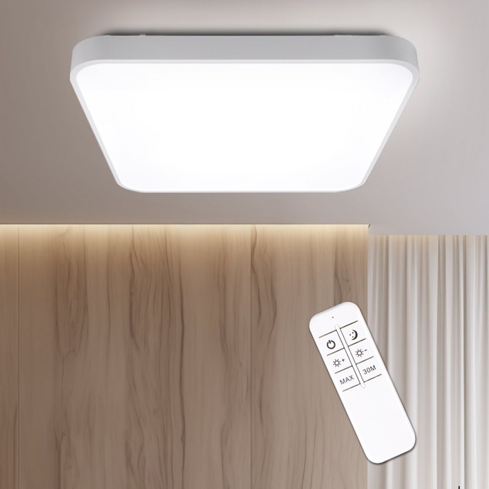 멜리빙 LED WH 방등 50W+리모컨 천장등 등기구 조명 주광색 플리커프리, 화이트