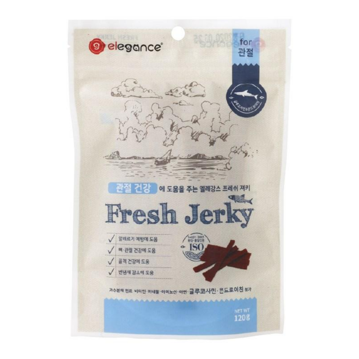 엘레강스펫 강아지 저알러지 가수분해 간식 프레쉬 져키, 관절, 120g, 10개