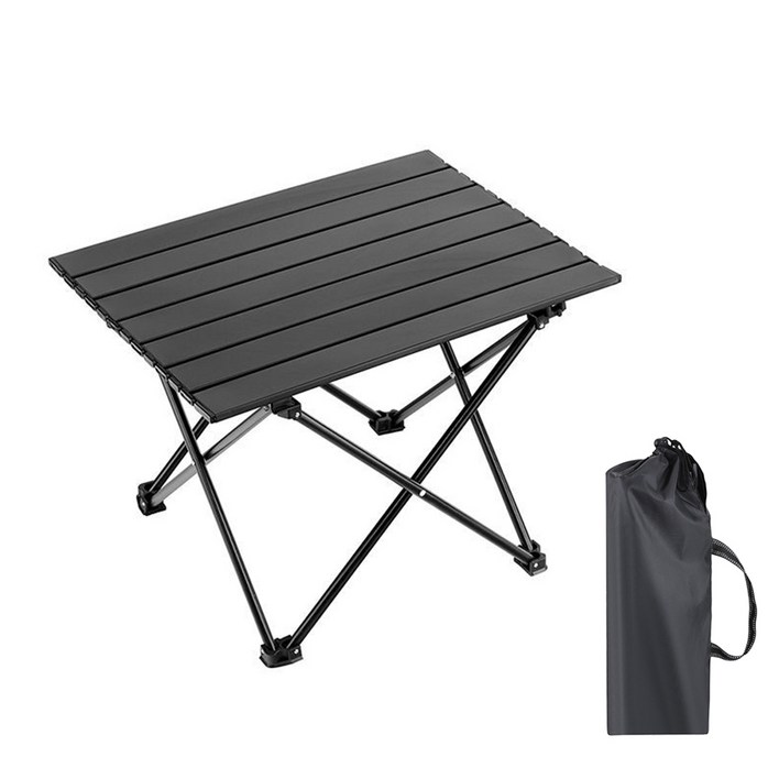 경량 캠핑 롤테이블 야외 휴대용 접이식 테이블, 블랙