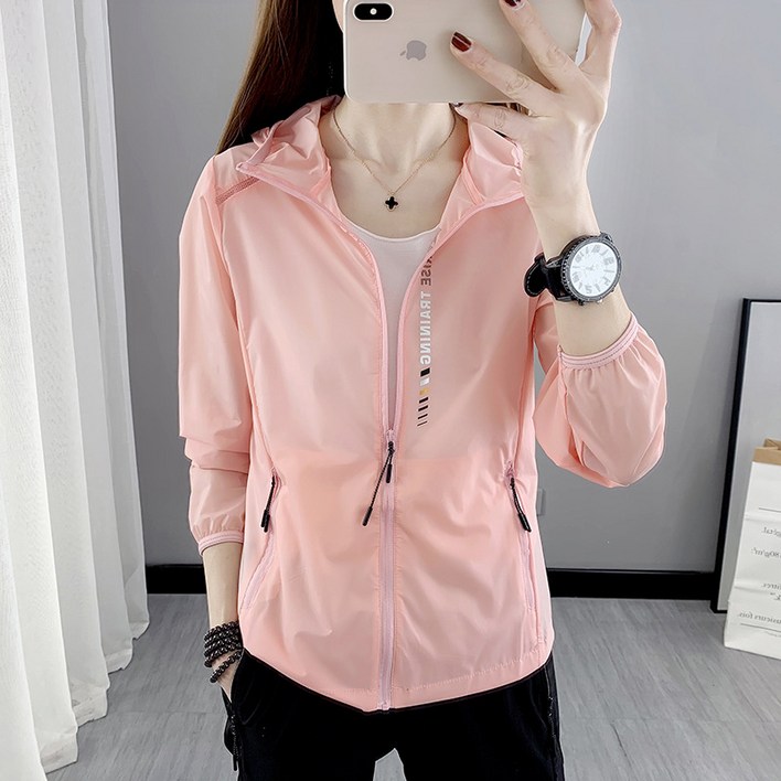 에버유어스 여성 여름 바람막이 후드 집업 핑크 에버유어스 여성 여름 바람막이 후드 집업 핑크