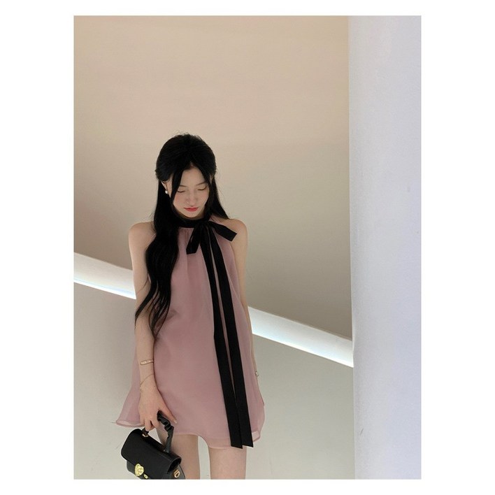 VIMIA 엘레강스 클래식 원피스 스트링 홀터넥 부드러운 공주드레스 VIMIA 엘레강스 클래식 원피스 스트링 홀터넥 부드러운 공주드레스