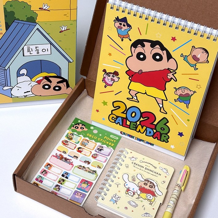 짱구 2026 달력 문구세트 [26년 캘린더 소형 다이어리 벽걸이 스케쥴 다꾸 일러스트]