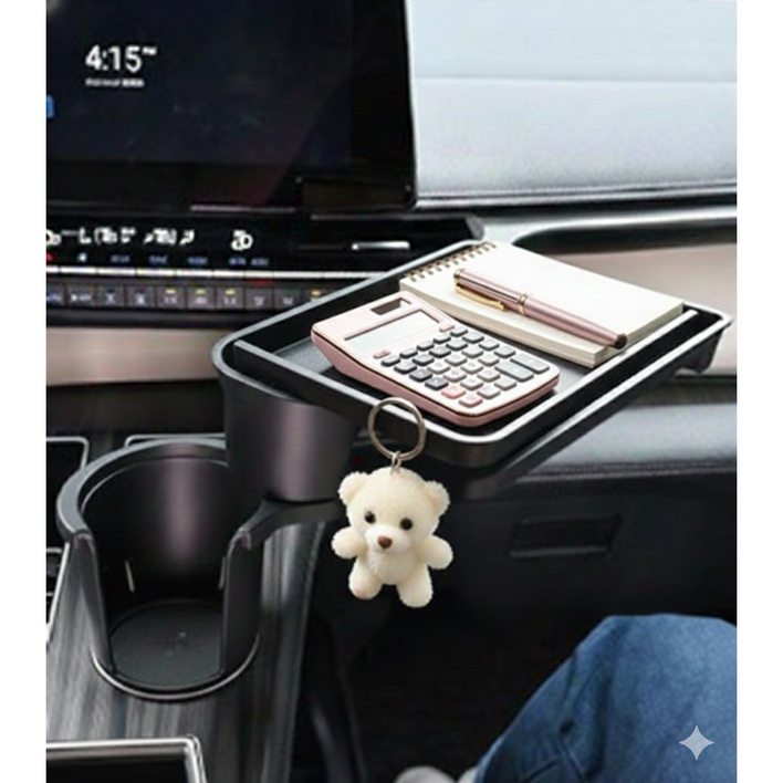 다온플로우 차량용 컵홀더 트레이 3in1 만능 테이블, 블랙, 2개