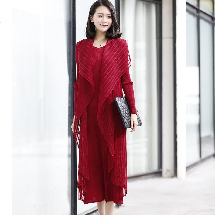 플리츠 화려한 드레스 원피스 레이스 숄 시상식 하객룩 파티