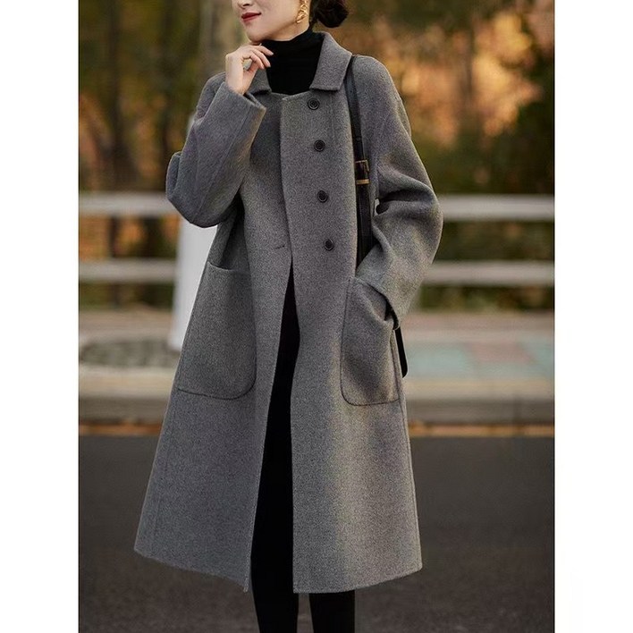 여성용 겨울 중장기장 루즈핏 양면 울 코트 여성코트 겨울코트 중장기장코트 루즈핏코트 양면울코트 오버핏코트 캐주얼코트 데일리코트 모던코트
