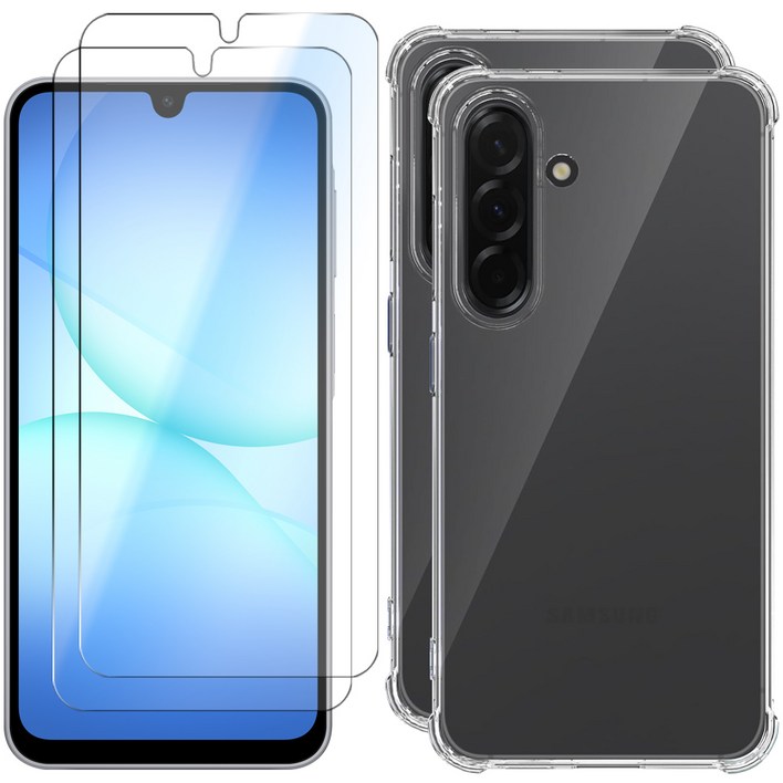 스톤스틸 갤럭시 A17 액정 보호 강화유리필름  투명 범퍼 케이스