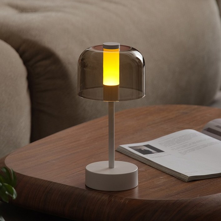 SKYFCC 침실 무드등 밝기조절 무선 탁상등 LED 테이블 탁상 조명 충전 수면 전등 인테리어 침대 조명, 화이트, 1개