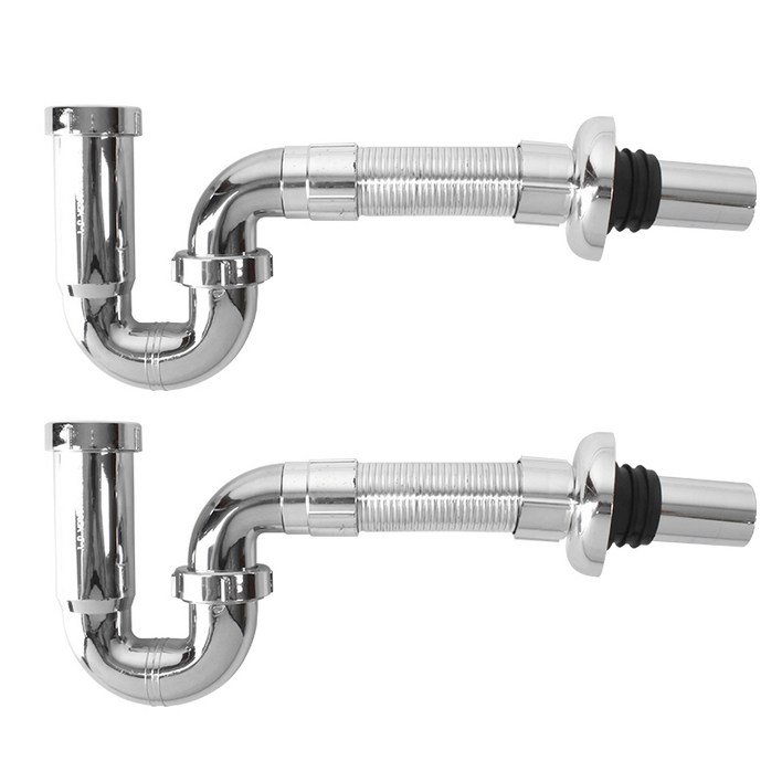 국산 세면대 벽면P형 배수트랩 2개입 세트, 1개