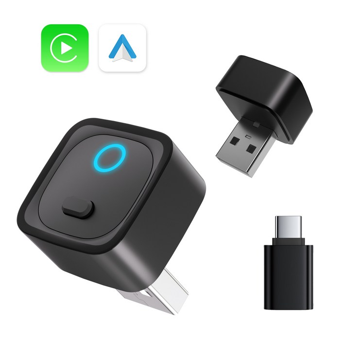 Xzannt미리 큐브 초소형 2in1 차량용 무선 카플레이 미러링 동글 스마트 자동차 어댑터 무선 애플 카플레이 안드로이드 오토 네비게이션