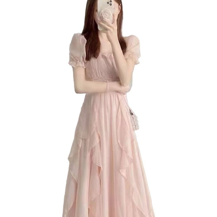 708090 여성 화이트 부드러운 롱 원피스