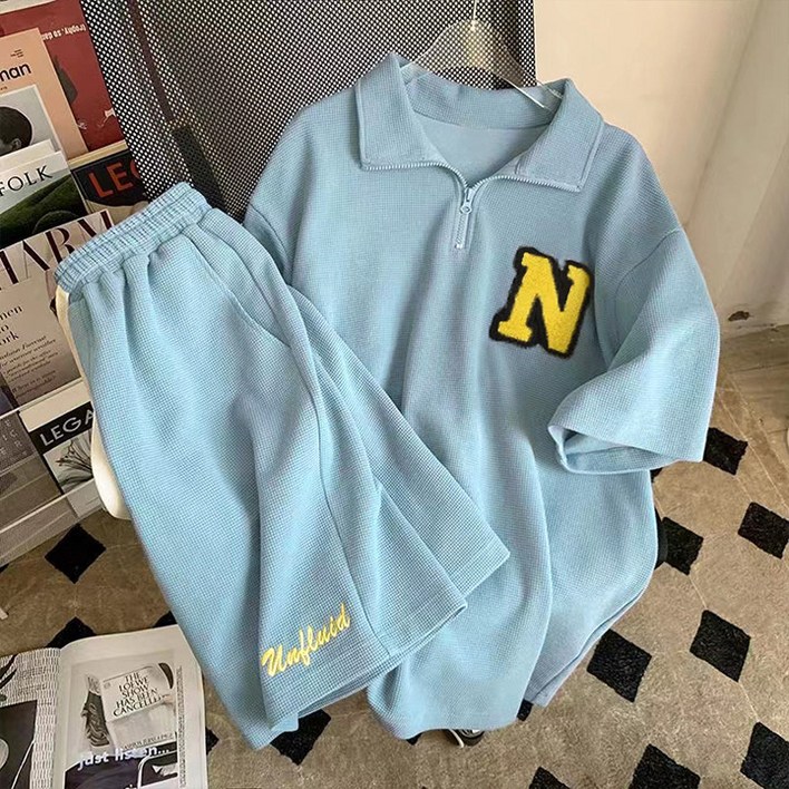 남여공용 엔로고 카라 와플패턴 반팔 반바지 세트4color 상하세트 남여공용 엔로고 카라 와플패턴 반팔 반바지 세트4color 상하세트