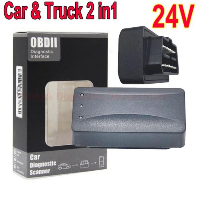 트럭용 자동 OBD 스캐너, 코드 리더 도구, 진단 슈퍼 블루투스 미니 ELM 327, 안드로이드용, 24V ELM327 V1