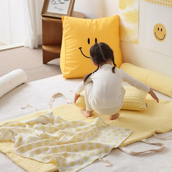 해피스마일 모달 누빔 유아 아기 이불세트 부드러운 애착이불 사계절 어린이집 낮잠이불