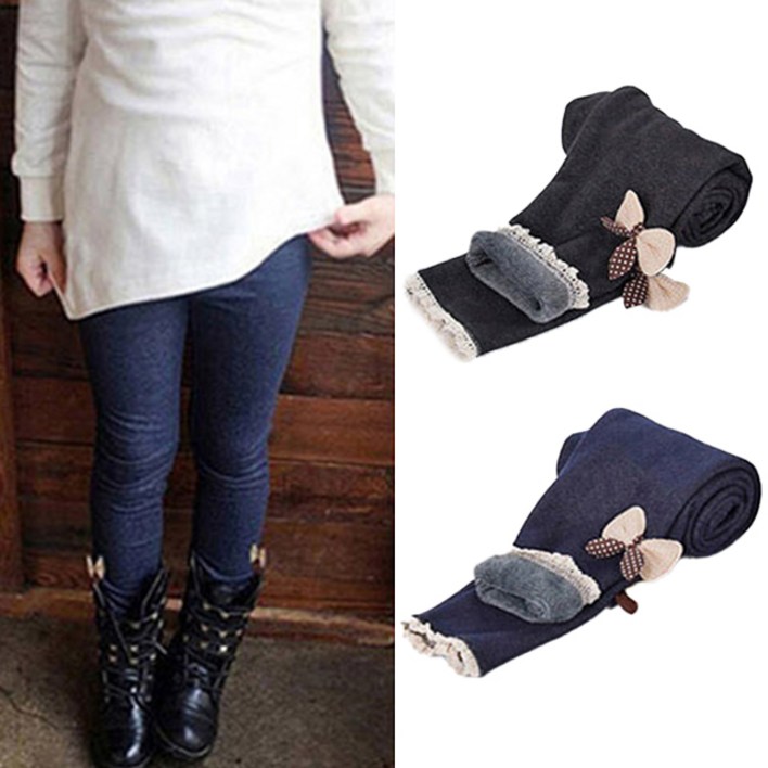 꼬꼬몽 유아 기모 보온 레이스 리본 겨울 레깅스