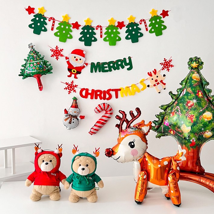 하피블리 루돌프 풍선 크리스마스 가랜드 레터링 파티 용품 이벤트 장식 세트