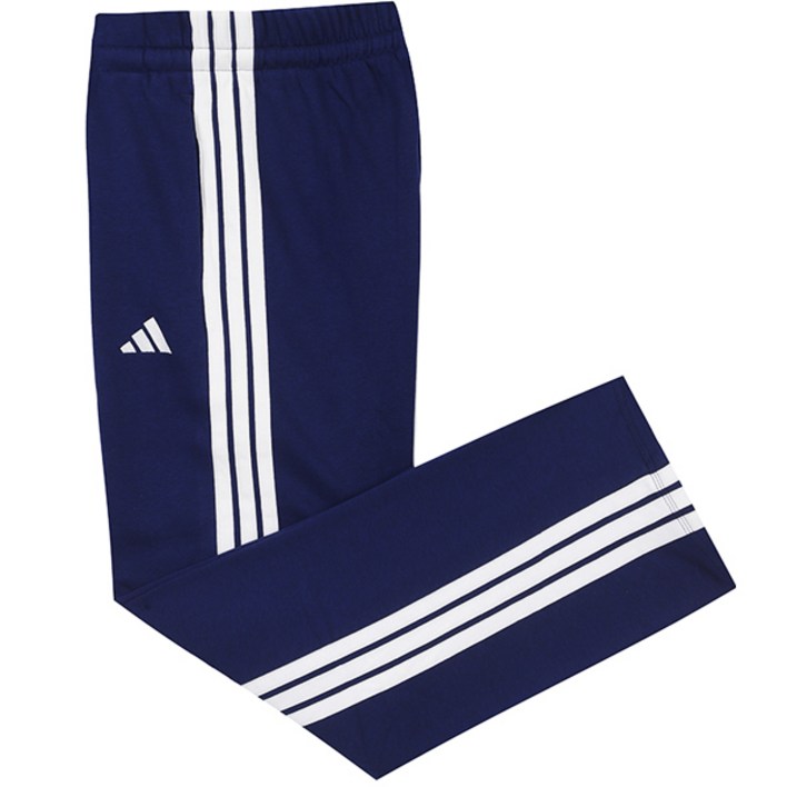 아디다스 W 기모 트레이닝복 긴바지 Essential 3S 오픈햄 프렌치 테리 팬츠 와이드 레그 네이비화이트 3S 로고