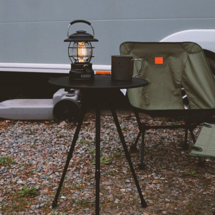 문캠핑 초경량 사이드 원형 보조테이블 보관파우치포함, 블랙