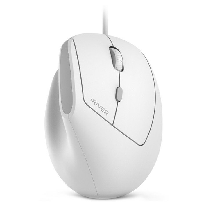 아이리버 항균처리 컴팩트 EV100 인비저블 인체공학 무소음 유선 버티컬 마우스, White, 단일상품