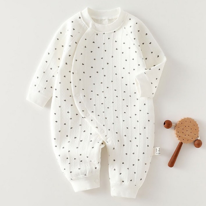 베베니즈 신생아용 순면코튼 도톰 긴팔 우주복