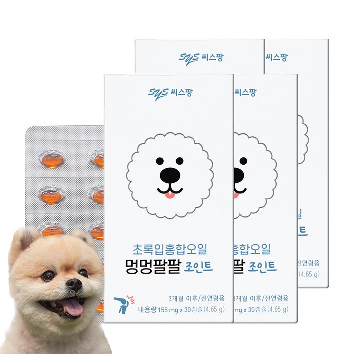 씨스팡 멍멍팔팔 조인트 반려견 관절 영양제, 초록입홍합, 4개