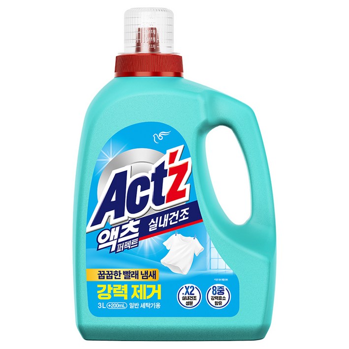 액츠 퍼펙트 실내건조 액상세제 본품 일반용 플로럴 향, 3.2L, 1개