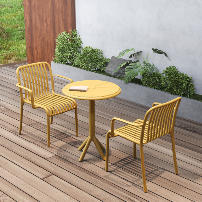 하비티 아웃도어 카페 테라스 야외 테이블 원형 + 의자 2p 세트