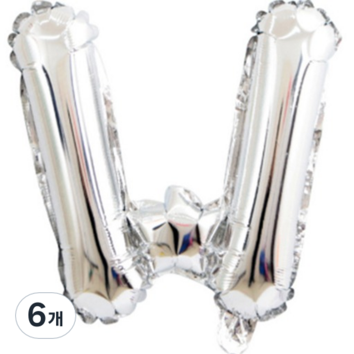 팡파티 레터링 알파벳 풍선 W 40cm, 실버, 6개
