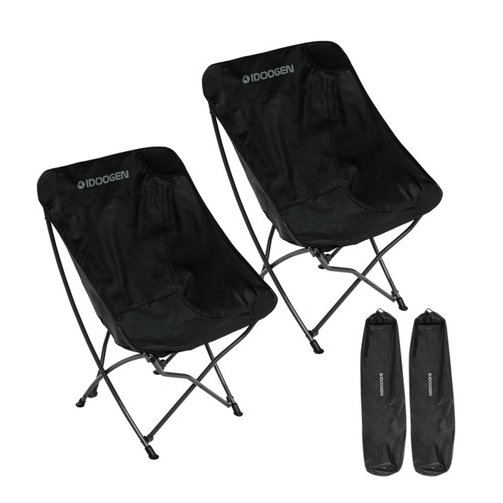 아이두젠 휴대용 낚시 캠핑 의자 C100, 블랙, 2개