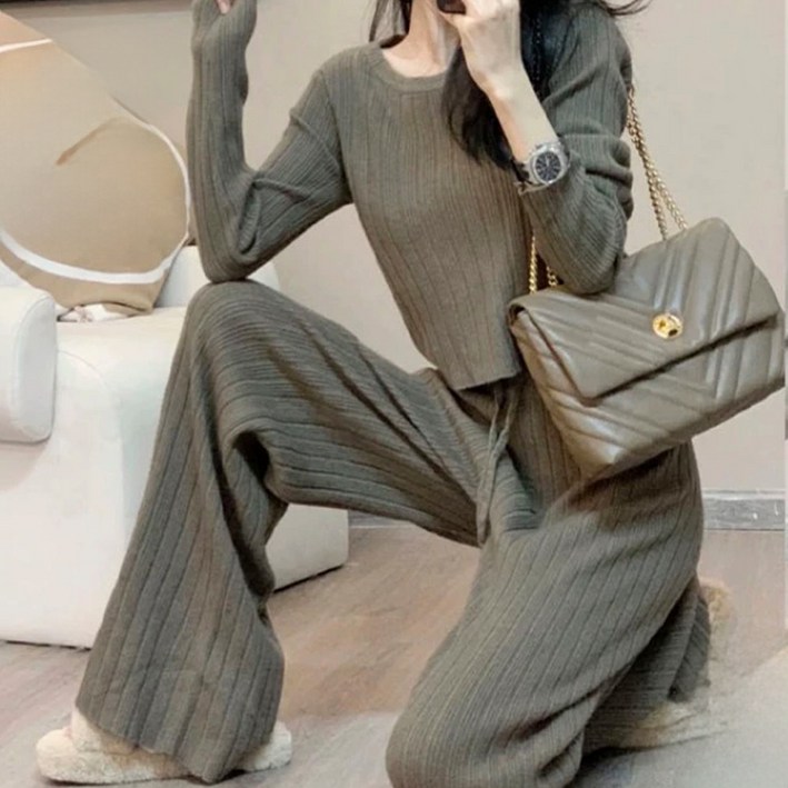 시크힐즈 가을 복고 니트 롱 투피스 세트 00891 T