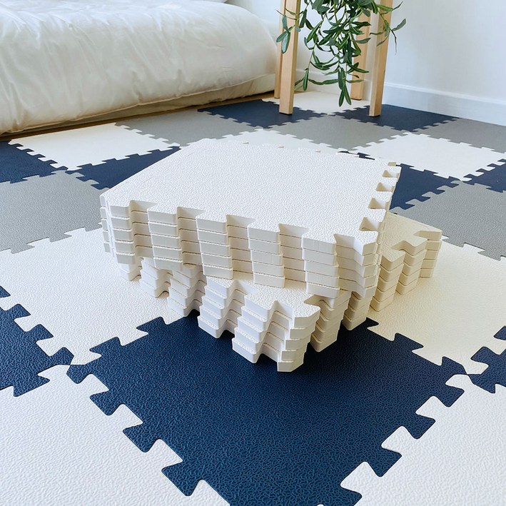 손할매 유아용 프리미엄 마블 안전인증 퍼즐매트, 아이보리, 10개