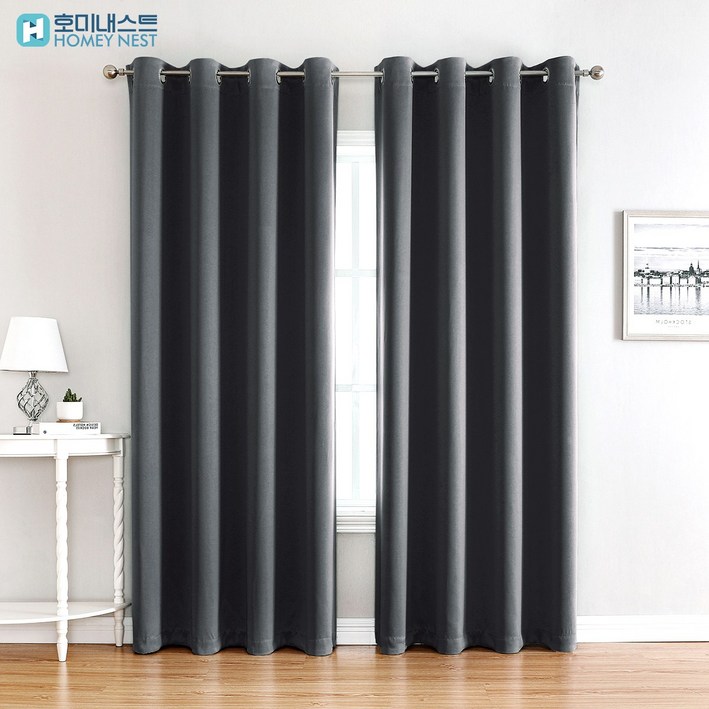 11 HOMEY NEST 완벽 빛차단 3중직 단열 방풍 암막커튼 거실 커텐 아일렛형