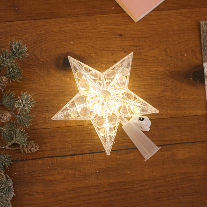 해피인어스 LED 페블 트리 탑별 오너먼트 크리스마스 트리장식, 1개, 웜화이트