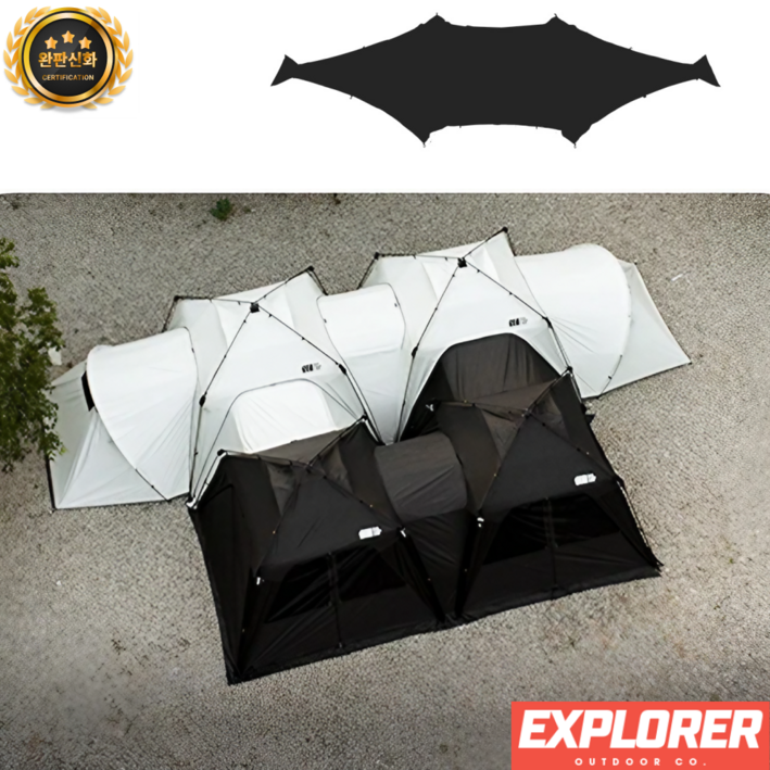 익스플로어 차박텐트 모빌리티 도킹쉘터 차량용 돔 캐노피 확장 파츠 조합형, 블랙