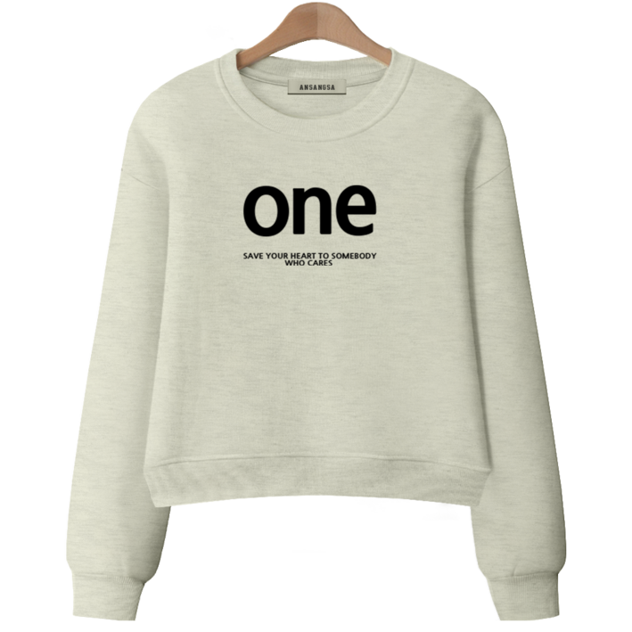 [ANSANGSA] 원 여성 semi크롭 루즈핏 맨투맨 수웻트 셔츠