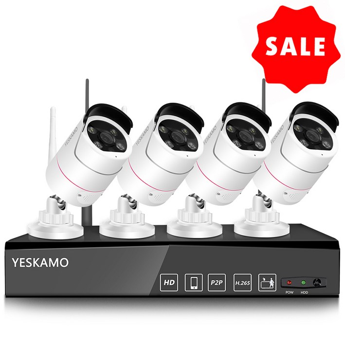 예스카모 YESKAMO 8채널 보안 CCTV 카메라 세트 300만화소 무선 원격 조작 스마트 카메라 예스카모
