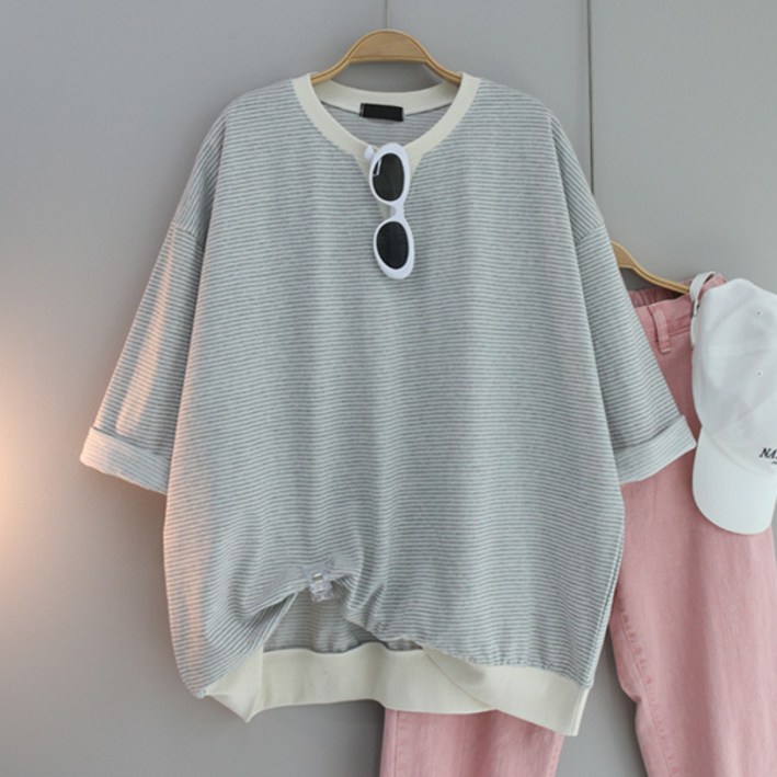 달콩 여성 삼각단가라오버핏칠부맨투맨 빅사이즈 루즈핏