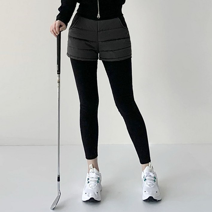 로렌블 여성 골프 패딩 반바지 일체형 레깅스 밴딩 속기모 패딩반바지
