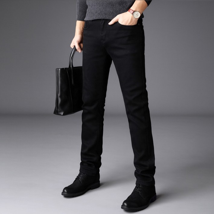 겨울 남성 빅사이즈 데님 팬츠 융본딩 스판 기모 블랙진 남자청바지 정말 따뜻해요_MP05