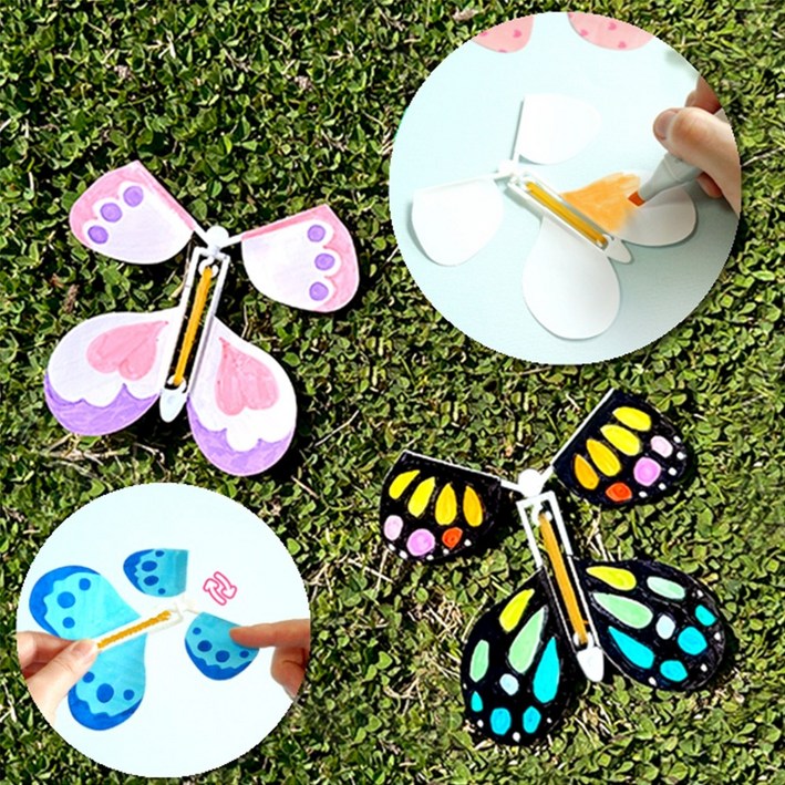 어린이날 봄 만들기 장난감 날으는 고무줄 나비 만들기, 1개